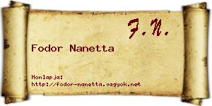 Fodor Nanetta névjegykártya